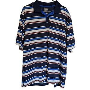 Greg Norman Play Dry Polo Shirt Mens XL Multi-Color Striped Tasso Elba Shark